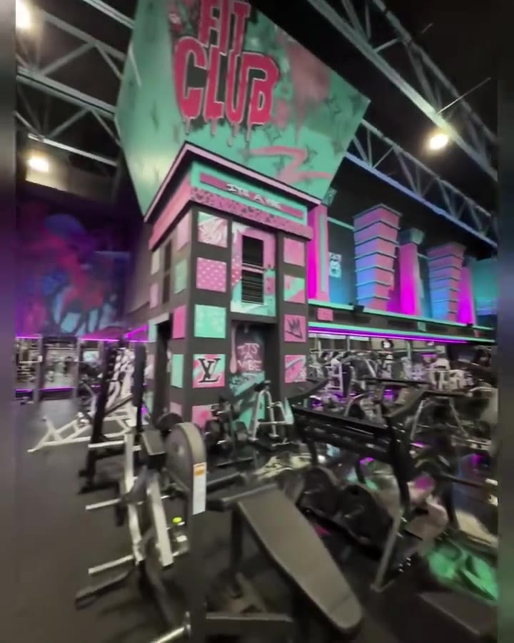 Neon and blacklight lighting installed through a Las Vegas gym